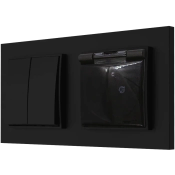 Włącznik z gniazdkiem hermetycznym kolor czarny mat 18