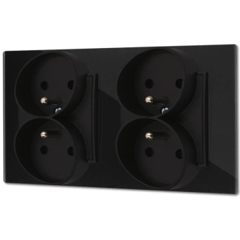 Dwa gniazda podwójne z ramką kwadratową efekt szkła seria ICON kolor czarny