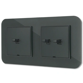 Włącznik pojedynczy i podwójny w stylu USA ramka zaokrąglona efekt szkła seria ICON kolor grafitowy mat