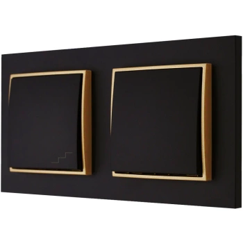 Włącznik światła pojedynczy i schodowy kolor czarny mat/złoty