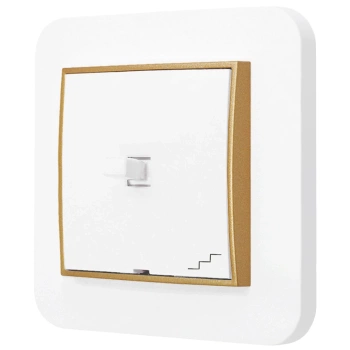 Włącznik schodowy w stylu USA ramka zaokrąglona seria Mini kolor biały mat/złoty