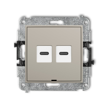 Mechanizm gniazda podwójnego 2xUSB C-C, bez pola opisowego Karlik seria ICON 60IGUSBBO-8 kolor taupe