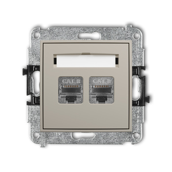 Mechanizm gniazda komputerowego podwójnego 2xRJ45, kat. 8, ekranowany, 8-stykowy Karlik seria MINI 60MGK-12 kolor taupe