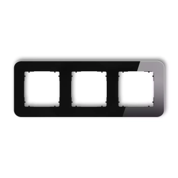 Ramka uniwersalna potrójna zaokrąglona - efekt szkła ramka: czarna; spód: czarny Karlik seria ICON 12-12-IRSZ-3 kolor czarny