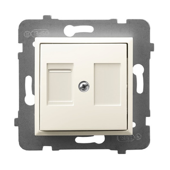 Obudowa gniazda pojedynczego z przesłoną typu Keystone prosta seria ARIA kolor Ecru symbol GPK-1UP/p/27