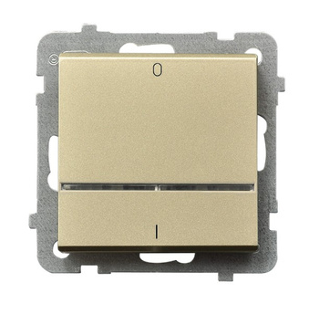 Łącznik dwubiegunowy z podświetleniem niebieskim seria SONATA kolor Szampański złoty symbol ŁP-11RS/m/39