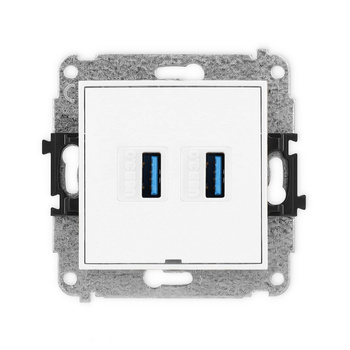 Mechanizm gniazda podwójnego 2xUSB A-A 3.0, bez pola opisowego Karlik seria ICON IGUSBBO-6 kolor biały