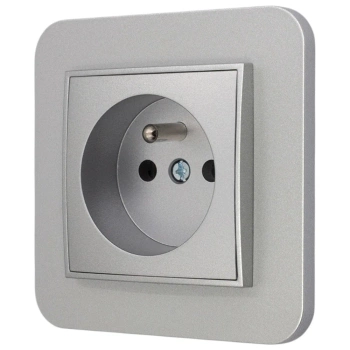 Gniazdo pojedyncze z ramką zaokrągloną seria MINI kolor srebrny