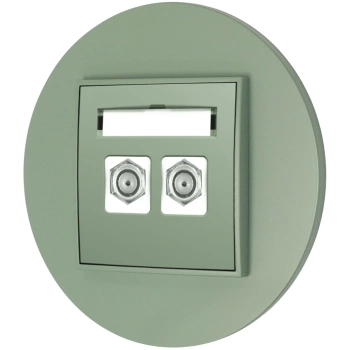 Gniazdo antenowe 2x z ramką okrągłą seria MINI kolor szałwiowy