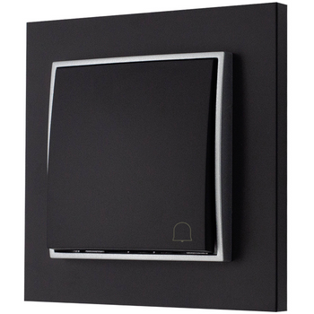 Włącznik dzwonkowy z ramką karlik mini kolor czarny mat/srebrny