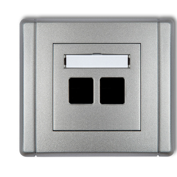 Gniazdo multimedialne podwójne bez modułu standard Keystone Karlik seria FLEXI 7FGM-2P kolor srebrny metalik