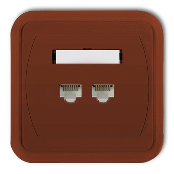 Gniazdo komputerowe podwójne 2xRJ45, kat. 6, 8-stykowe Karlik seria LIZA 4GLK-4 kolor brązowy