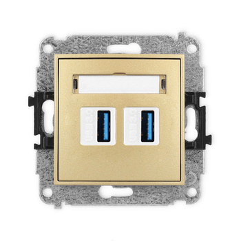 Mechanizm gniazda podwójnego 2xUSB A-A 3.0 Karlik seria ICON 29IGUSB-6 kolor złoty