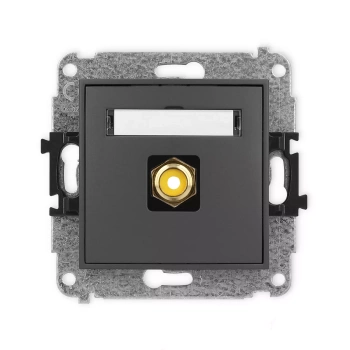 Mechanizm gniazda pojedynczego RCA typu cinch - żółty, pozłacany Karlik seria ICON 28IGRCA-1 kolor grafitowy mat