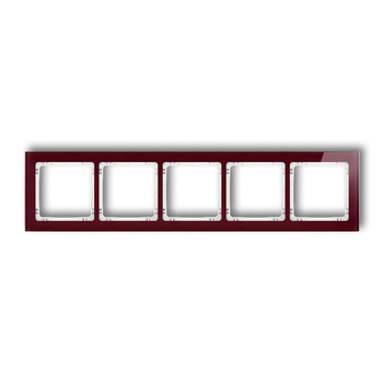 Ramka uniwersalna pięciokrotna - efekt szkła ramka: bordowa; spód: biały Karlik seria DECO 14-0-DRS-5 kolor bordowy