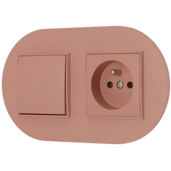 Włącznik pojedynczy z gniazdem pojedynczym z ramką okrągłą seria MINI kolor łososiowy