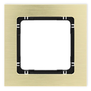 Ramka uniwersalna pojedyncza - aluminium szczotkowane ramka: kolor mosiężny; spód: czarny Karlik seria DECO 8-12-DRA-1 kolor mosiężny