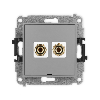 Mechanizm gniazda głośnikowego pojedynczego, bez pola opisowego typu banan - czerwony i czarny, pozłacany, 4 mm2, do lutowania Karlik seria ICON 27IGGBO-3 kolor szary mat