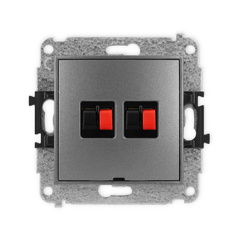 Mechanizm gniazda głośnikowego podwójnego, bez pola opisowego Karlik seria ICON 11IGGBO-2 kolor grafitowy