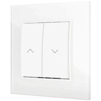 Włącznik roletowy z blokadą z ramką kwadratową efekt szkła seria ICON kolor biały