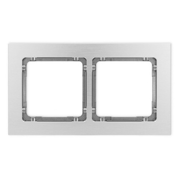 Ramka uniwersalna podwójna - aluminium szczotkowane ramka: srebrna; spód: grafitowy Karlik seria DECO 7-11-DRA-2 kolor srebrny