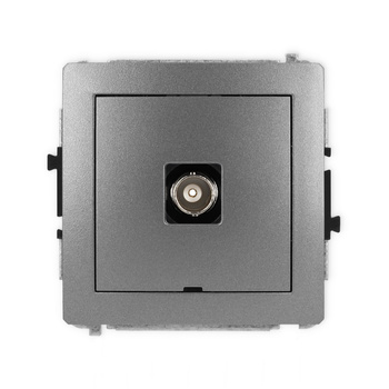 Mechanizm gniazda pojedynczego BNC, bez pola opisowego Karlik seria DECO 11DGBNCBO-1 kolor grafitowy