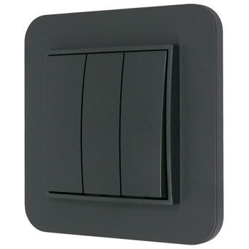 Włącznik potrójny z ramką zaokrągloną seria MINI kolor grafitowy mat