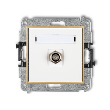 Gniazdo antenowe 1x bez ramki karlik mini kolor biały/złoty