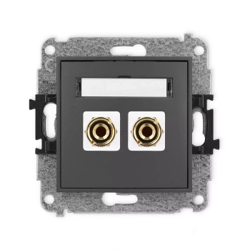 Mechanizm gniazda głośnikowego pojedynczego typu banan - czerwony i czarny, pozłacany, 4 mm2, do lutowania Karlik seria ICON 28IGG-3 kolor grafitowy mat