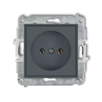 Mechanizm gniazda pojedynczego bez uziemienia 2P bez przesłon torów prądowych Karlik seria ICON 28IGP-1 kolor grafitowy mat