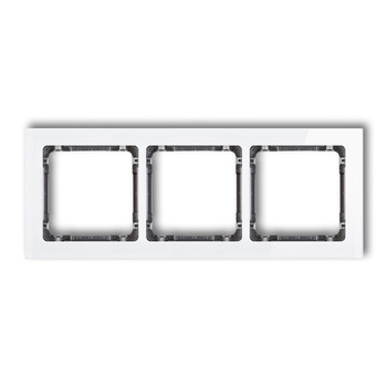 Ramka uniwersalna potrójna - efekt szkła ramka: biała; spód: grafitowy Karlik seria DECO 0-11-DRS-3 kolor biały