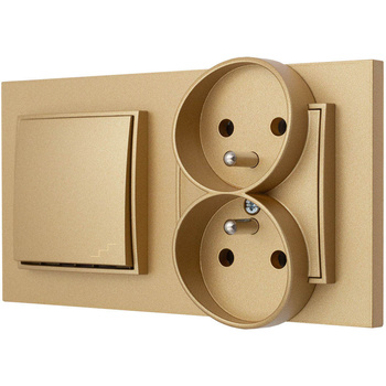 Włącznik z gniazdkiem  bezpieczne dla dzieci kolor złoty 15