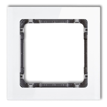 Ramka uniwersalna pojedyncza- efekt szkła ramka: biała; spód: grafitowy Karlik seria DECO 0-11-DRS-1 kolor biały