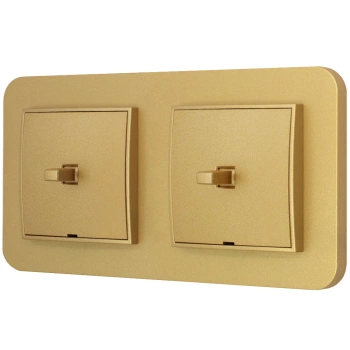 Dwa włączniki pojedyncze w stylu USA ramka zaokrąglona seria Mini kolor złoty