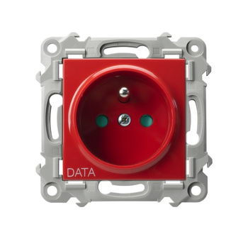 Gniazdo pojedyncze z uziemieniem DATA z przesłonami torów prądowych seria SZAFIR kolor Biały symbol GP-1ZZDP/m/00