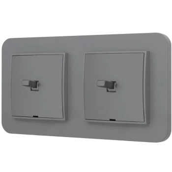 Dwa włączniki pojedyncze w stylu USA ramka zaokrąglona seria Mini kolor szary mat