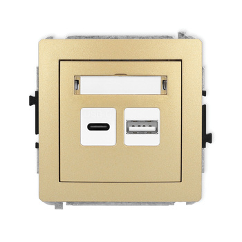 Mechanizm ładowarki USB podwójnej USB C + USB A, 20W max. Karlik seria DECO 29DCUSB-8 kolor złoty