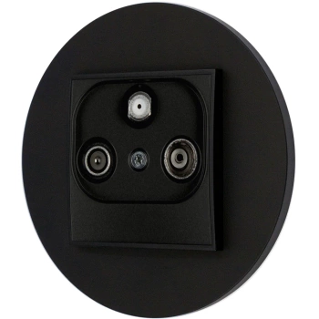 Gniazdo rtv-sat z ramką okrągłą seria MINI kolor czarny mat