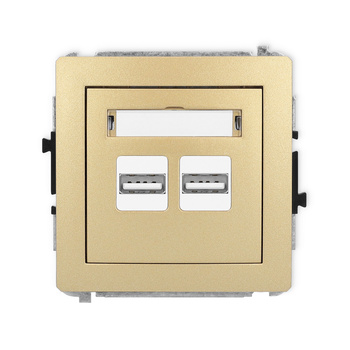Mechanizm ładowarki USB podwójnej 2xUSB A, 15,5W max., 5V, 3.1A Karlik seria DECO 29DCUSB-6 kolor złoty
