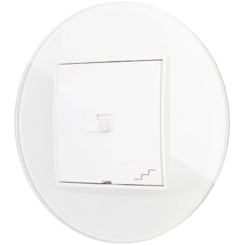 Włącznik schodowy w stylu USA ramka okrągła efekt szkła seria ICON kolor biały