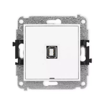 Mechanizm gniazda pojedynczego USB A-B 2.0, bez pola opisowego Karlik seria MINI 25MGUSBBO-3 kolor biały mat