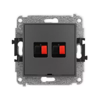 Mechanizm gniazda głośnikowego podwójnego, bez pola opisowego Karlik seria MINI 28MGGBO-2 kolor grafitowy mat