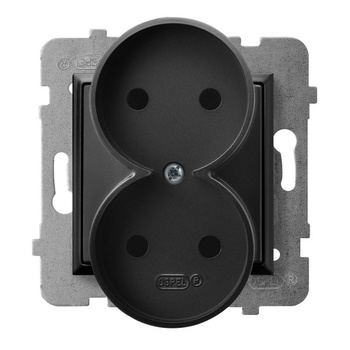 Gniazdo podwójne moduł bez ramki seria ARIA kolor Czarny metalik symbol GP-2UR/m/33