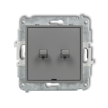 Mechanizm łącznika jednobiegunowego ze schodowym w stylu amerykańskim bez piktogramów, osobne zasilanie Karlik seria ICON 27IWPUS-10.21 kolor szary mat