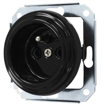 Gniazdo pojedyncze 2P+Z 'Retro ceramic' bez ramki, 16A-250V~, czarne TG-RC-51B