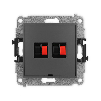 Mechanizm gniazda głośnikowego podwójnego, bez pola opisowego Karlik seria ICON 28IGGBO-2 kolor grafitowy mat