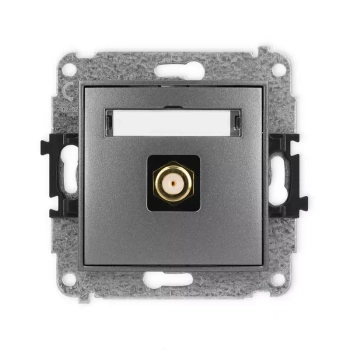 Mechanizm gniazda antenowego pojedynczego typu F SAT pozłacany Karlik seria MINI 11MGF-1.1 kolor grafitowy