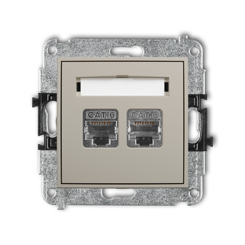 Mechanizm gniazda komputerowego podwójnego 2xRJ45, kat. 6, ekranowany, 8-stykowy Karlik seria MINI 60MGK-6 kolor taupe