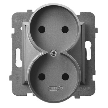 Gniazdo podwójne moduł bez ramki seria ARIA kolor Szary mat symbol GP-2UR/m/70