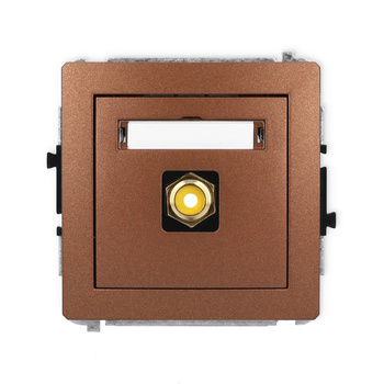 Mechanizm gniazda pojedynczego RCA typu cinch - żółty, pozłacany Karlik seria DECO 9DGRCA-1 kolor brązowy metalik